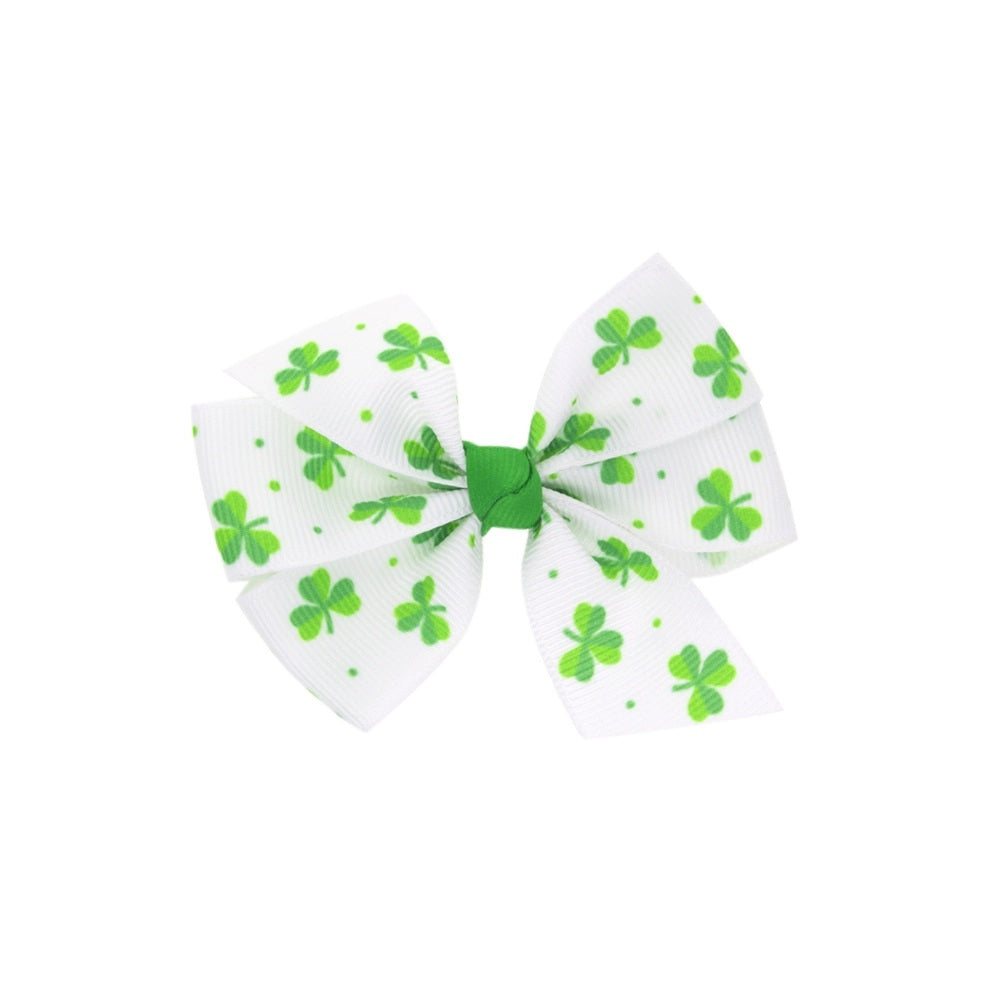 Toddler Kids St. Patrick's Day Lucky Clover Bow Hair Clip