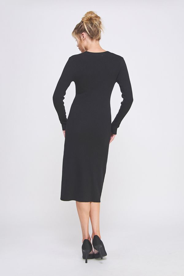 Button Midi Sweater Dress