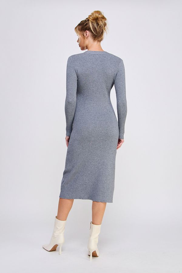 Button Midi Sweater Dress