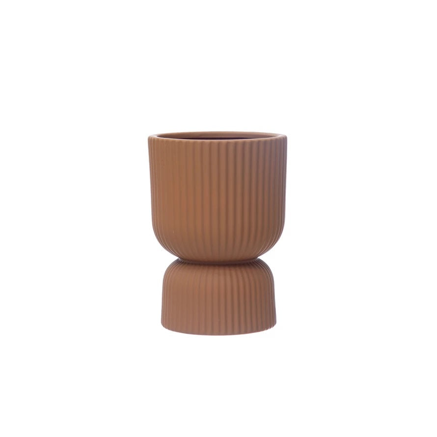 Stoneware Pleated Footed Planter
