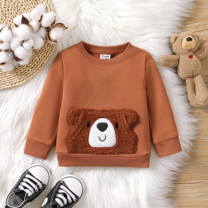 Bear Patch Pocket Pullover Sweater