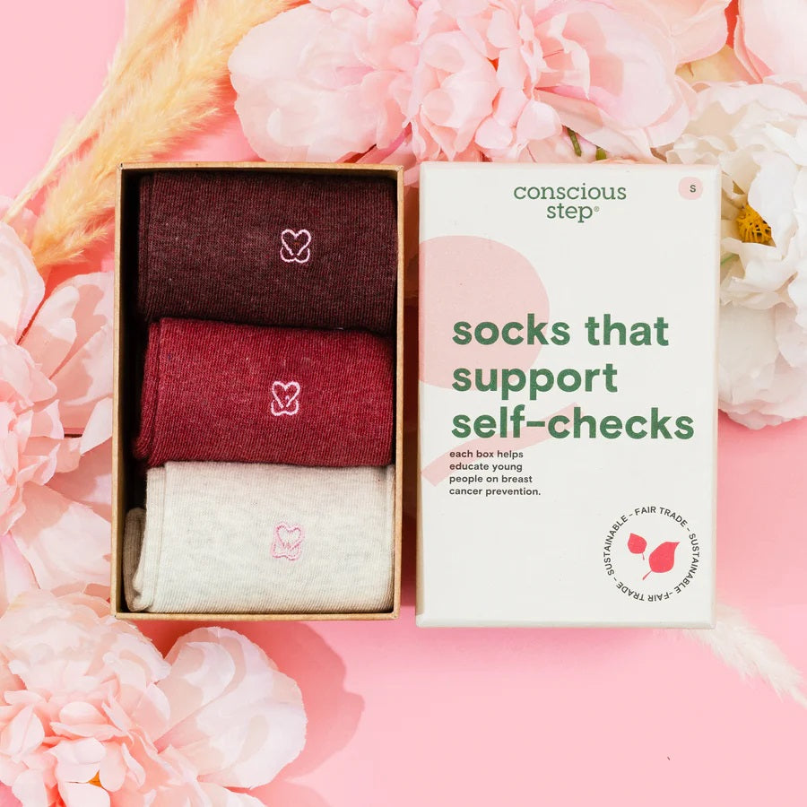Conscious Step, Boxed Set Socks That Support Self Checks Prevent Breast Cancer - Boutique Dandelion