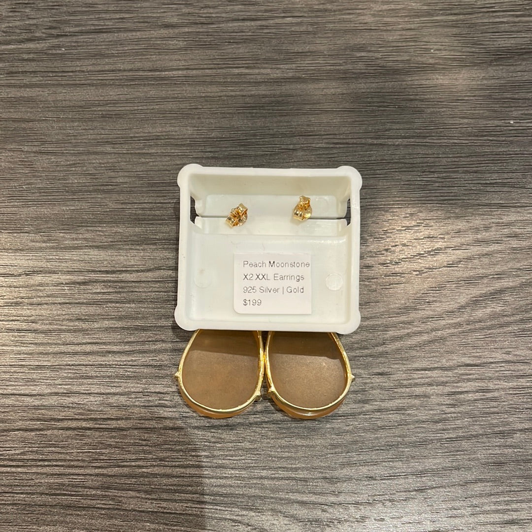 Peach Moonstone X2 XXL Earrings