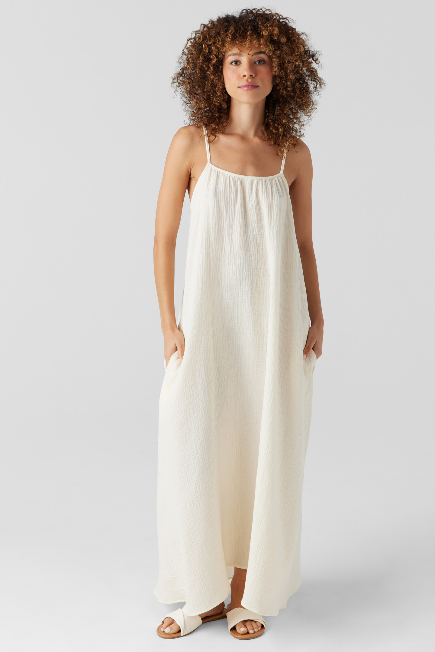 Sol Angeles, Joni Cotton Gauze Maxi Dress in Ecru - Boutique Dandelion