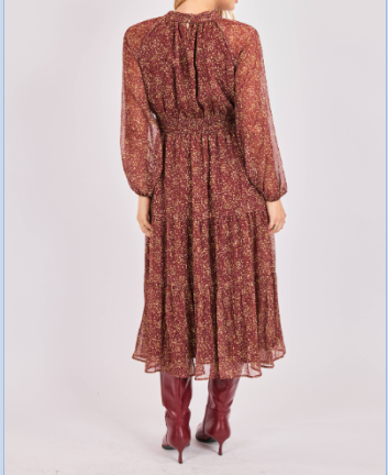 Candlelight Mockneck Tiered Midi Dress