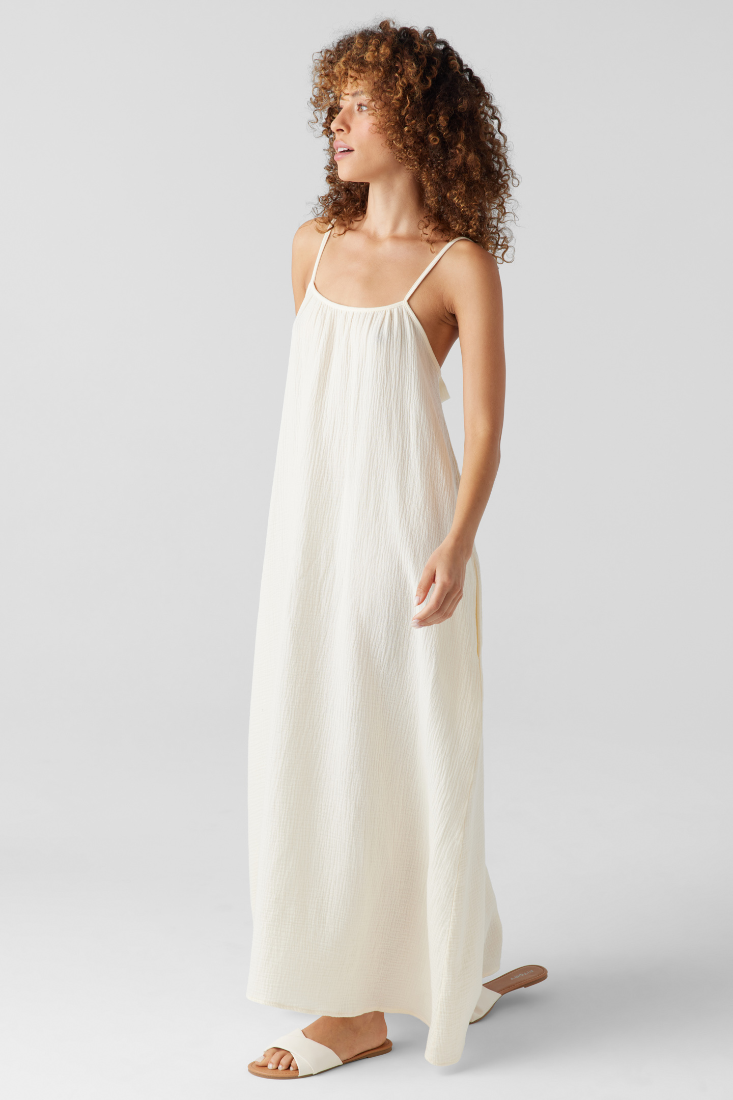 Sol Angeles, Joni Cotton Gauze Maxi Dress in Ecru - Boutique Dandelion