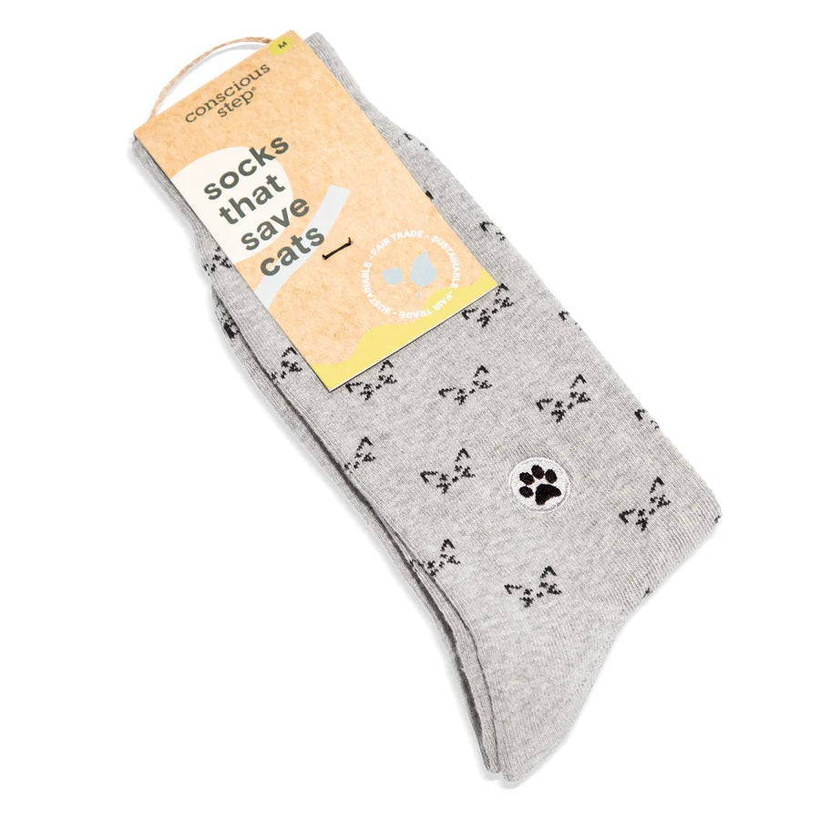 Conscious Step, Socks That Save Cats - Grey Clever Kittens - Boutique Dandelion