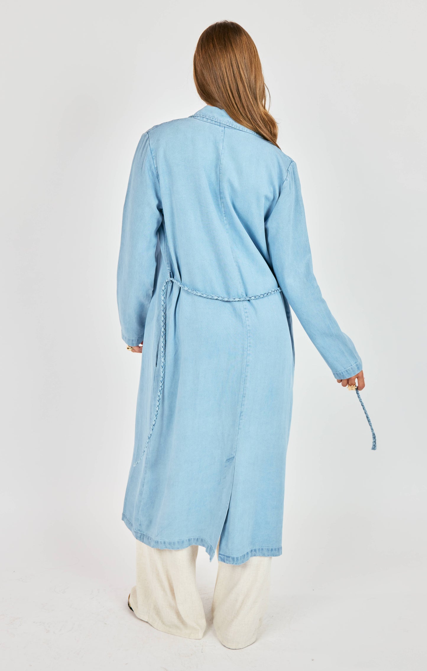 It's Pouring Duster Coat With Braided Belt