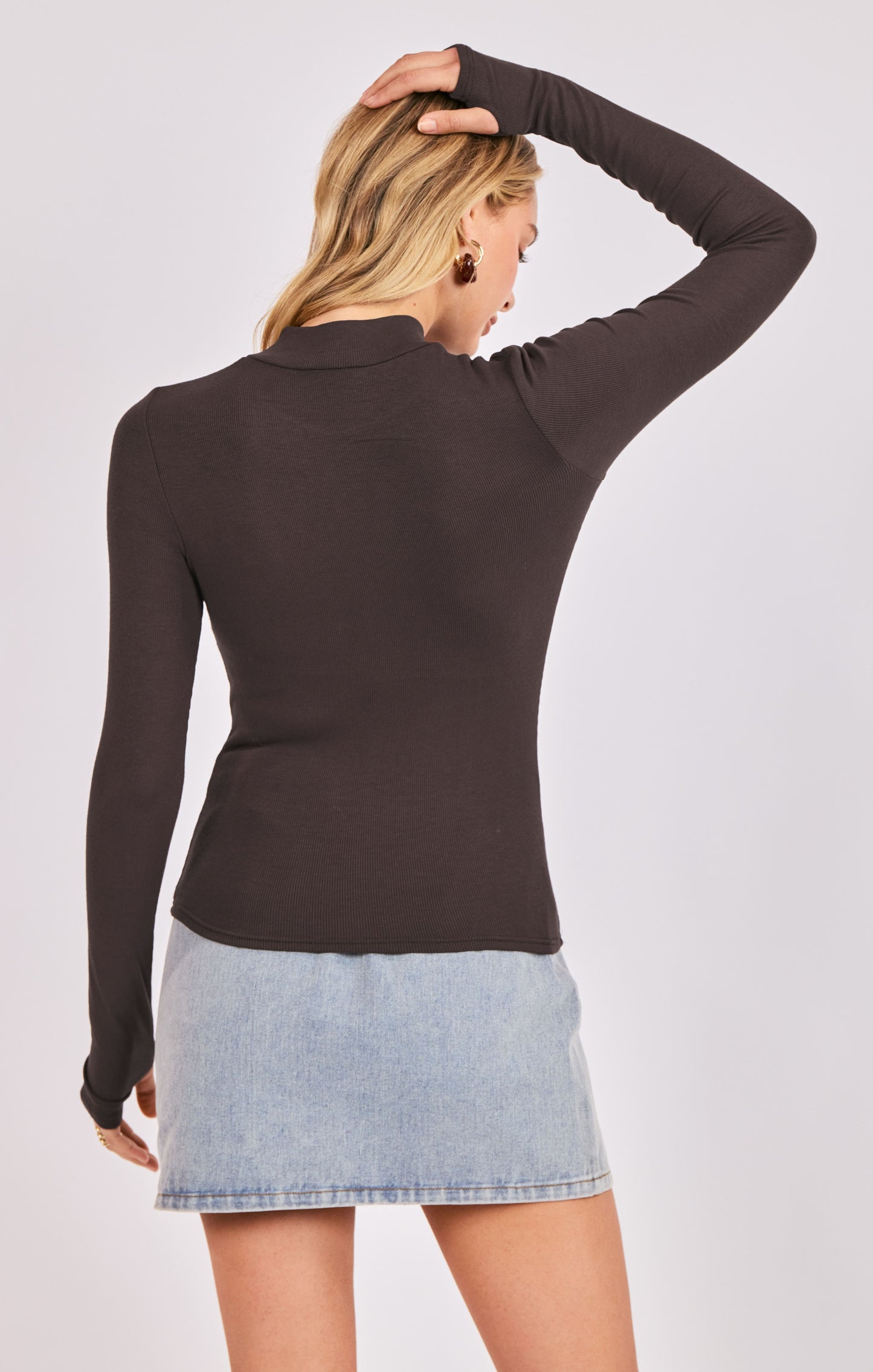 Ronan Mock Neck Top With Thumbhole