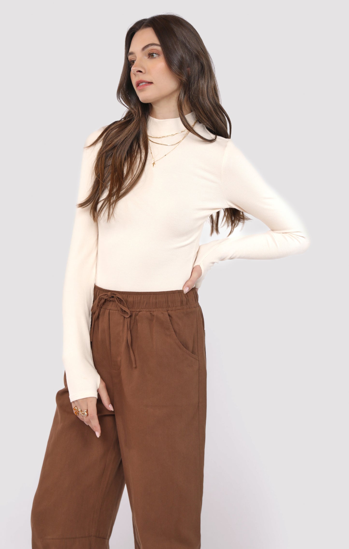Ronan Mock Neck Top With Thumbhole