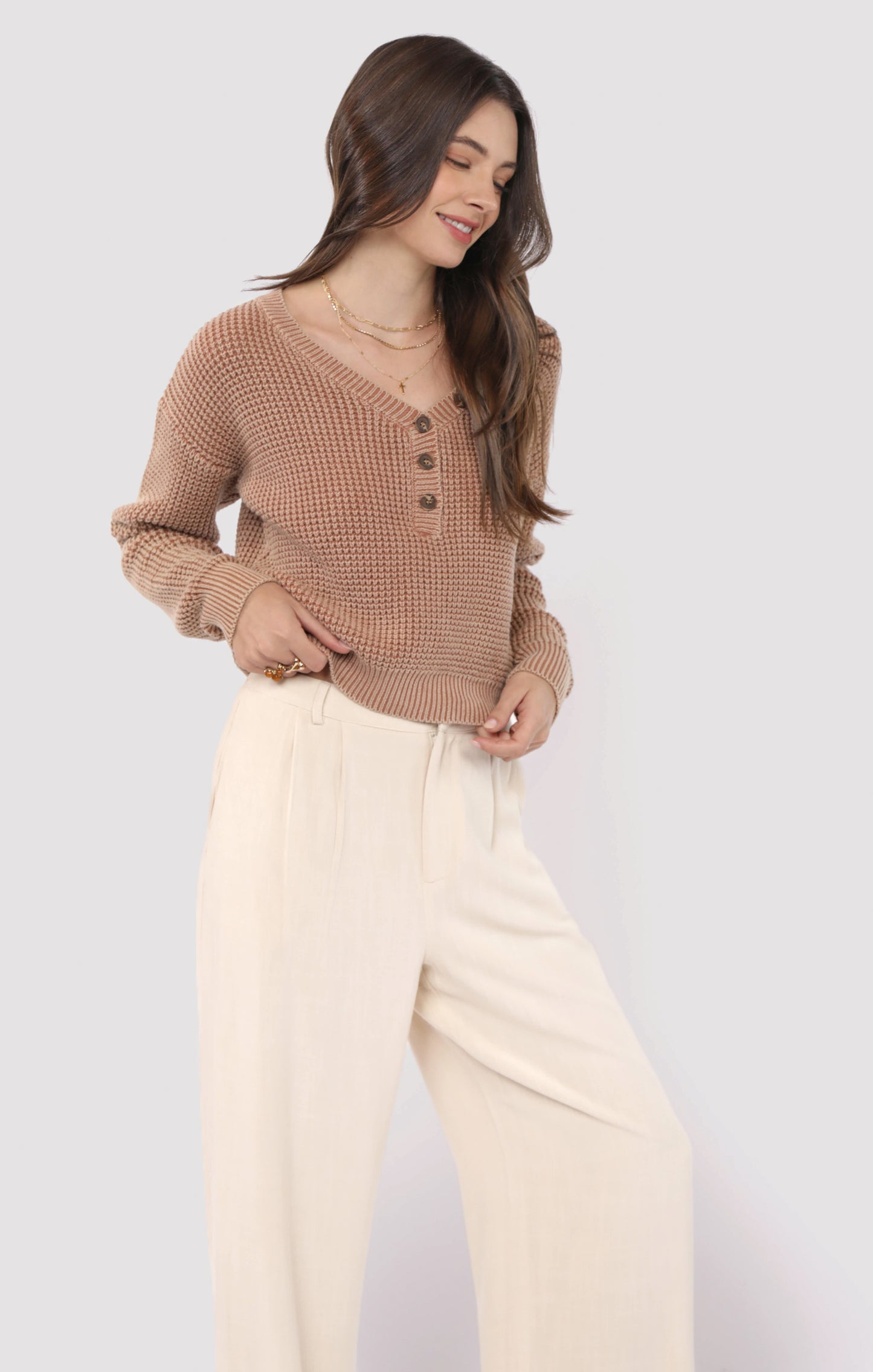 Brixton Button Detail Mineral Washed Sweater