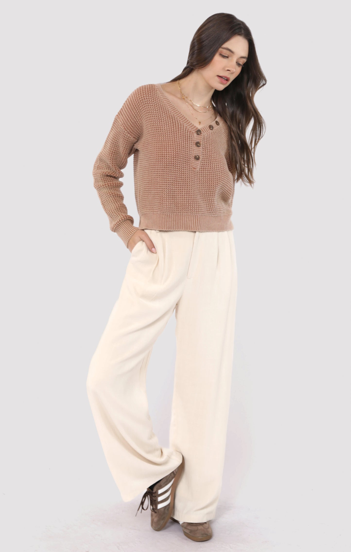 Brixton Button Detail Mineral Washed Sweater