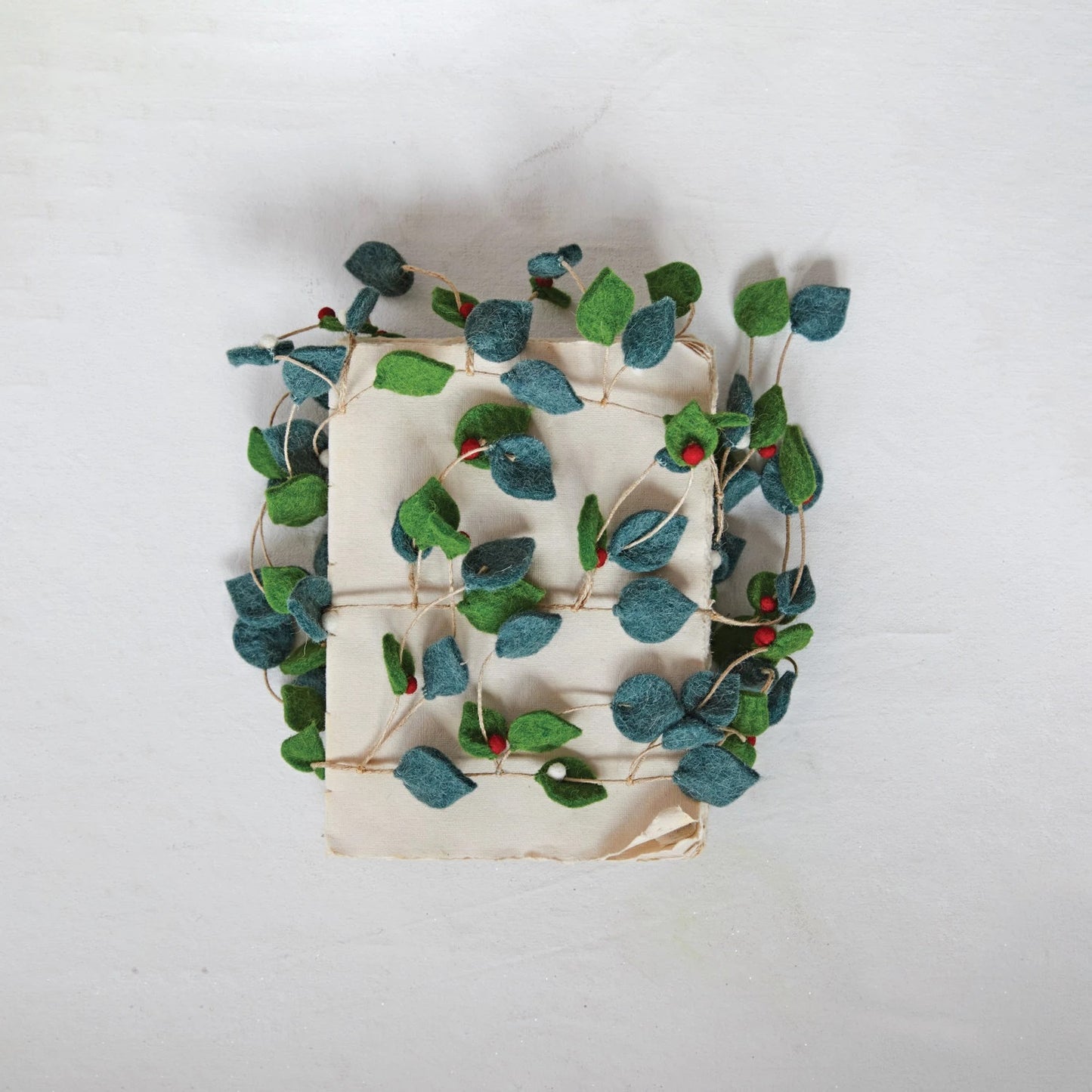 Leaves & Berries Felt Garland on Jute String