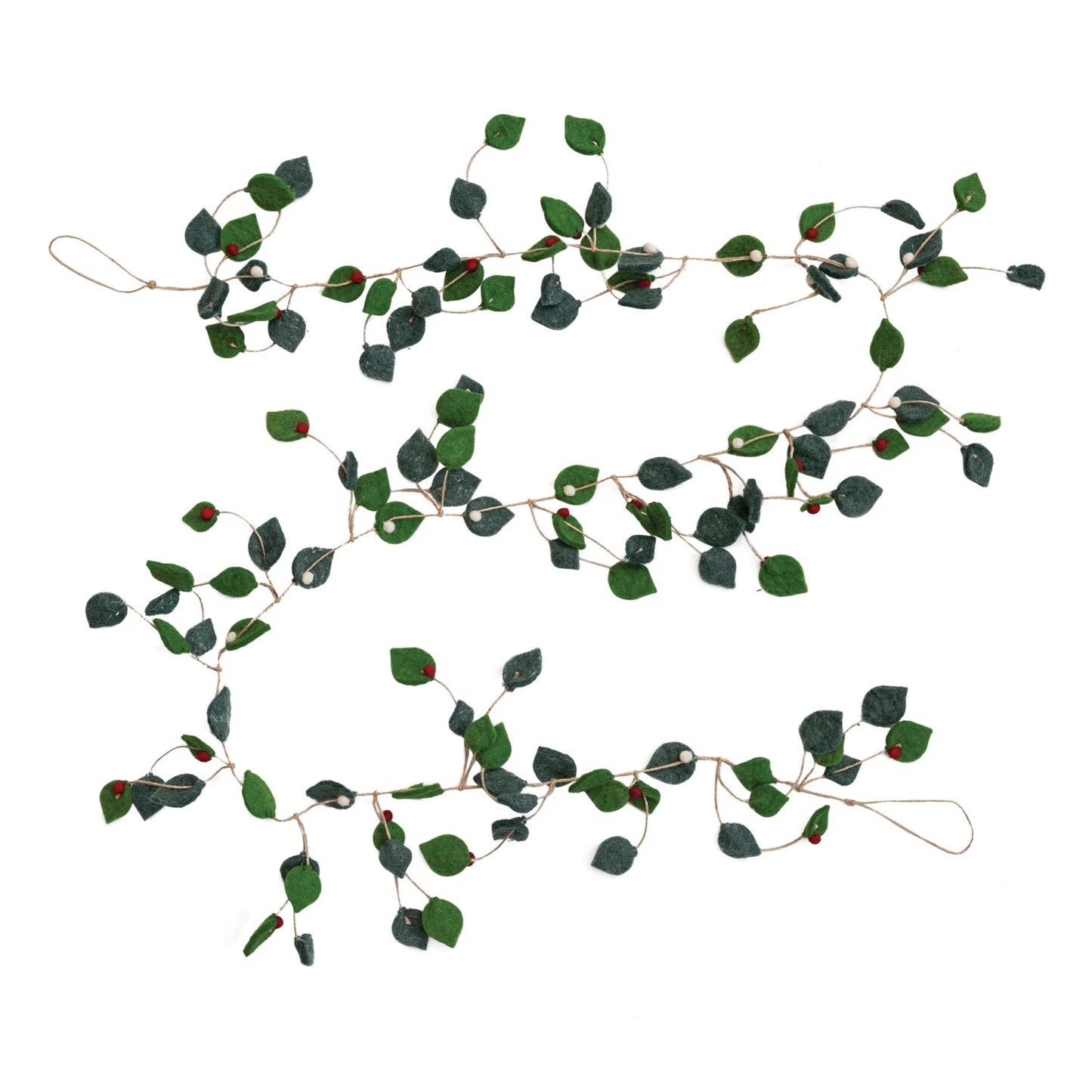 Leaves & Berries Felt Garland on Jute String