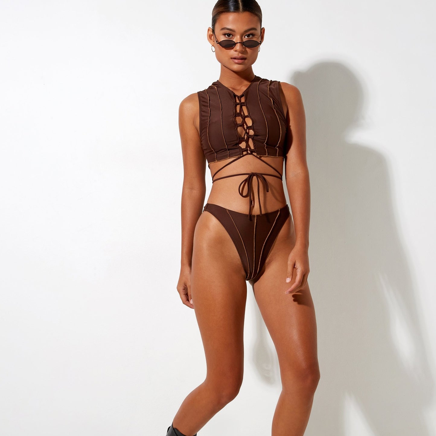Motel Rocks, Olla Bikini Top in Choco Brown - Boutique Dandelion
