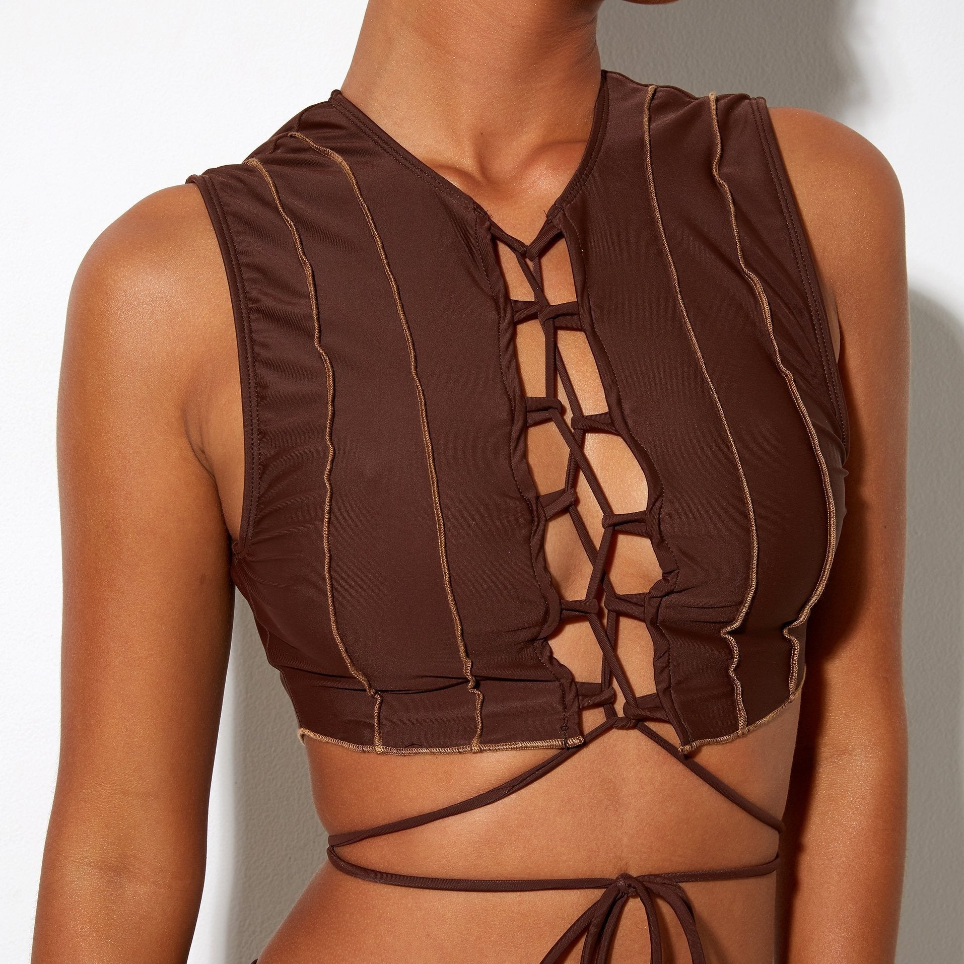Motel Rocks, Olla Bikini Top in Choco Brown - Boutique Dandelion