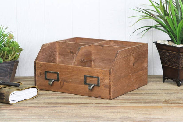 Wooden Storage Box With 4 Compartments – Boutique Dandelion