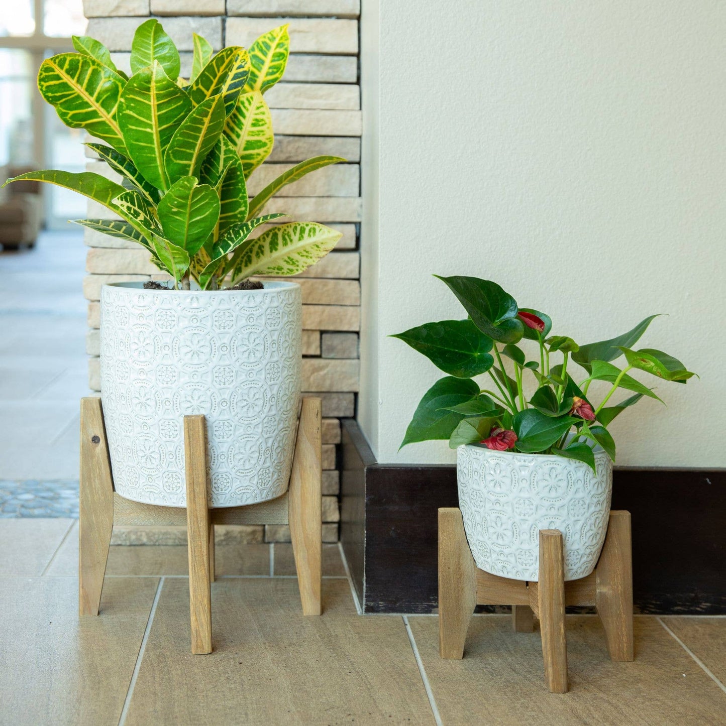 Cathedral Ceramic Planter on Stand