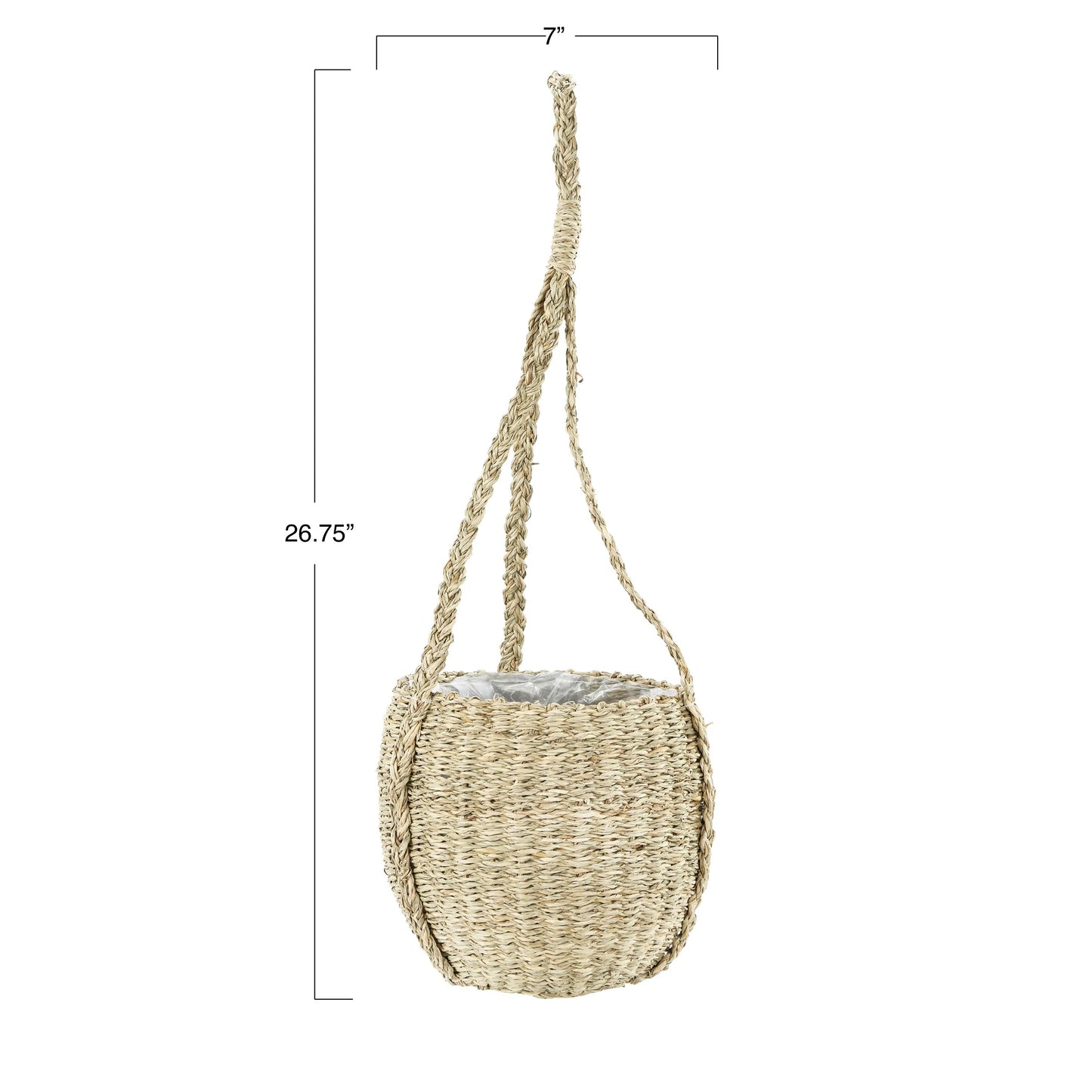 Handwoven Hanging Basket Planter with Plastic Lining