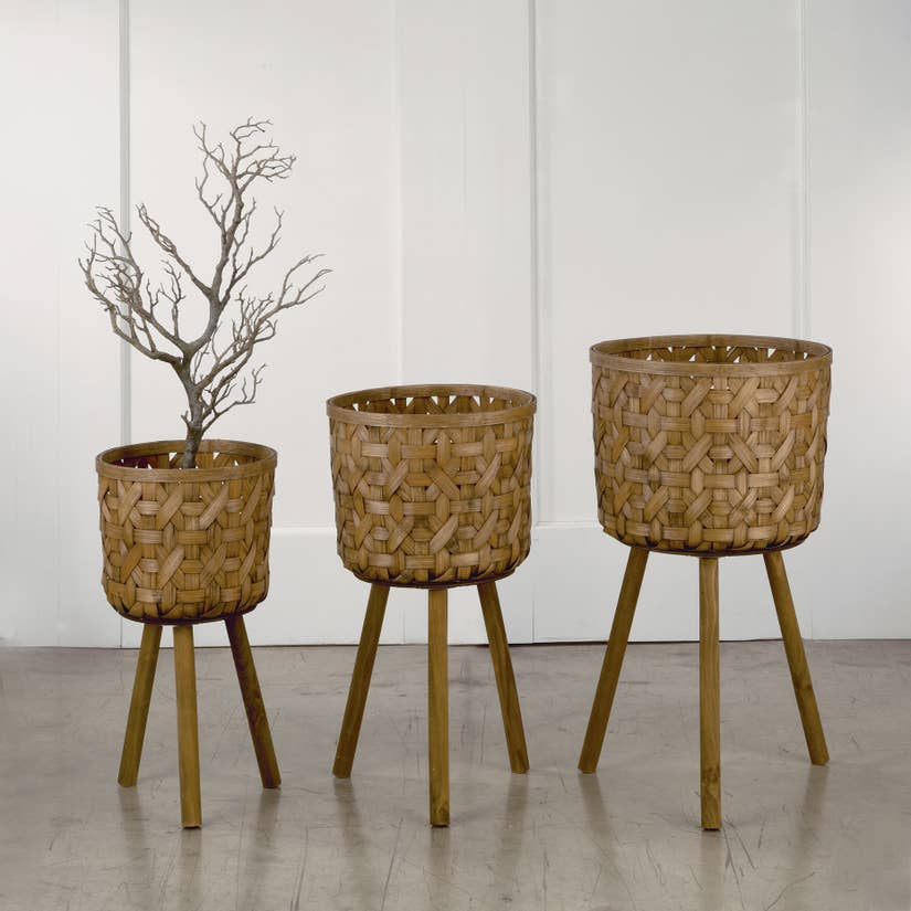 Natural Wood Bin Planter