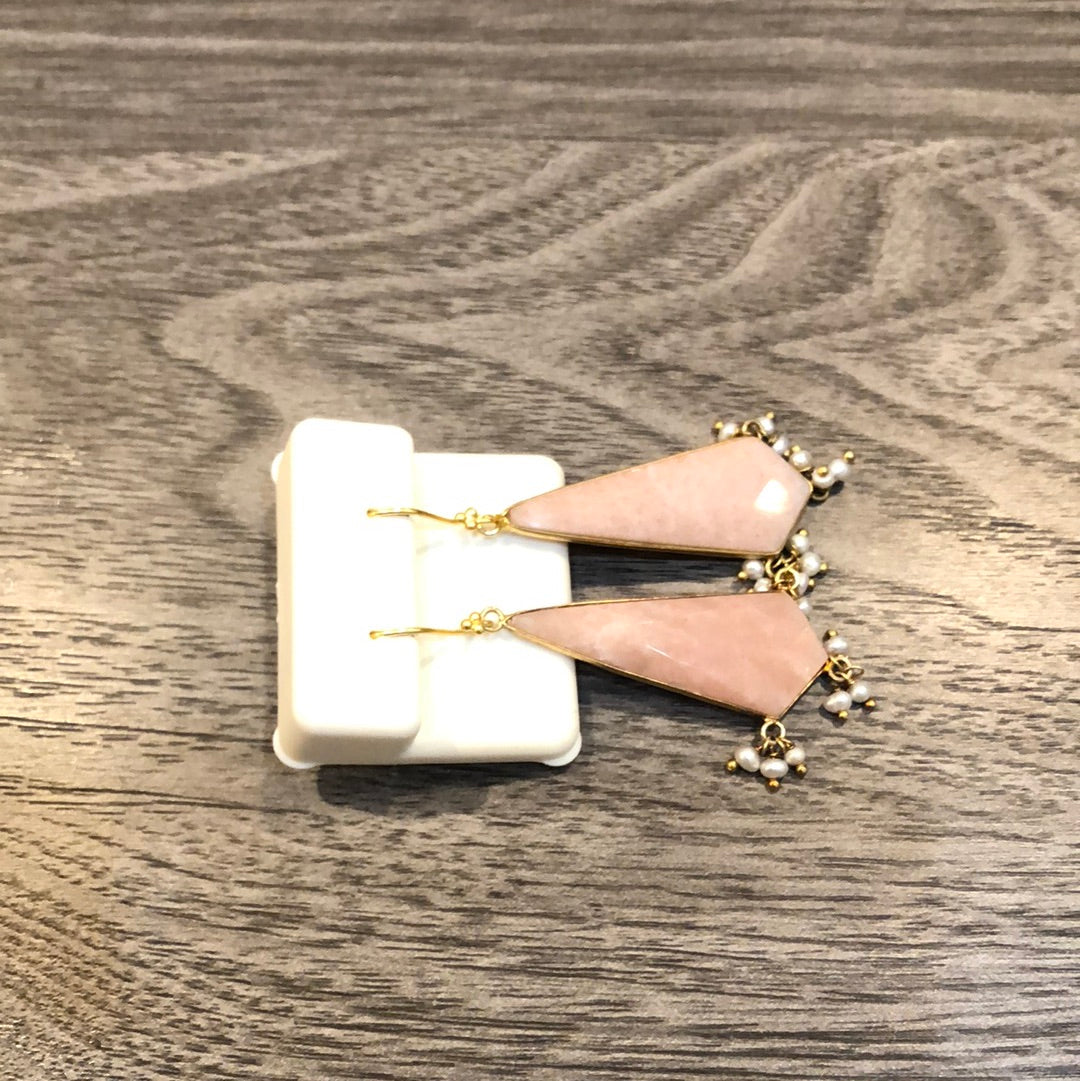 Pearly Rose Quartz Earrings