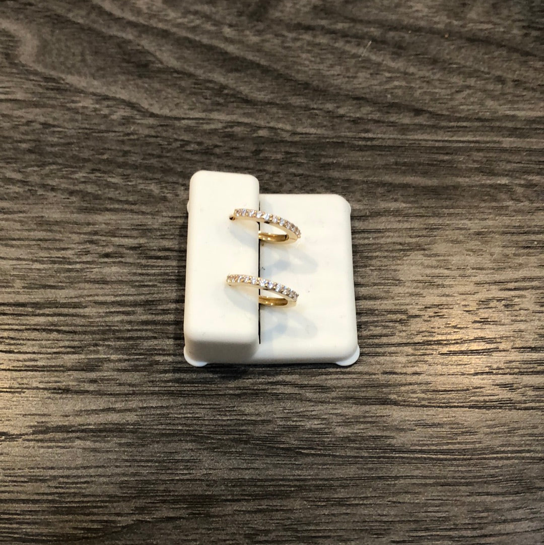 Gold Single Row CZ Hoop Earrings