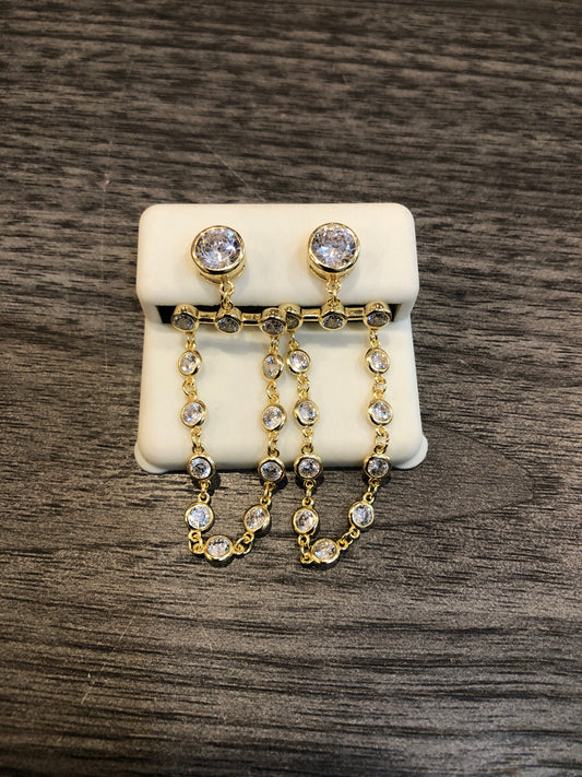 Loop Drop CZ Earrings