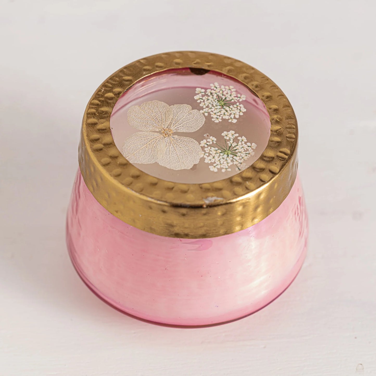 Rosy Rings, Small Luna Flower Watercolor Pressed Floral Candle 4.5 oz - Boutique Dandelion