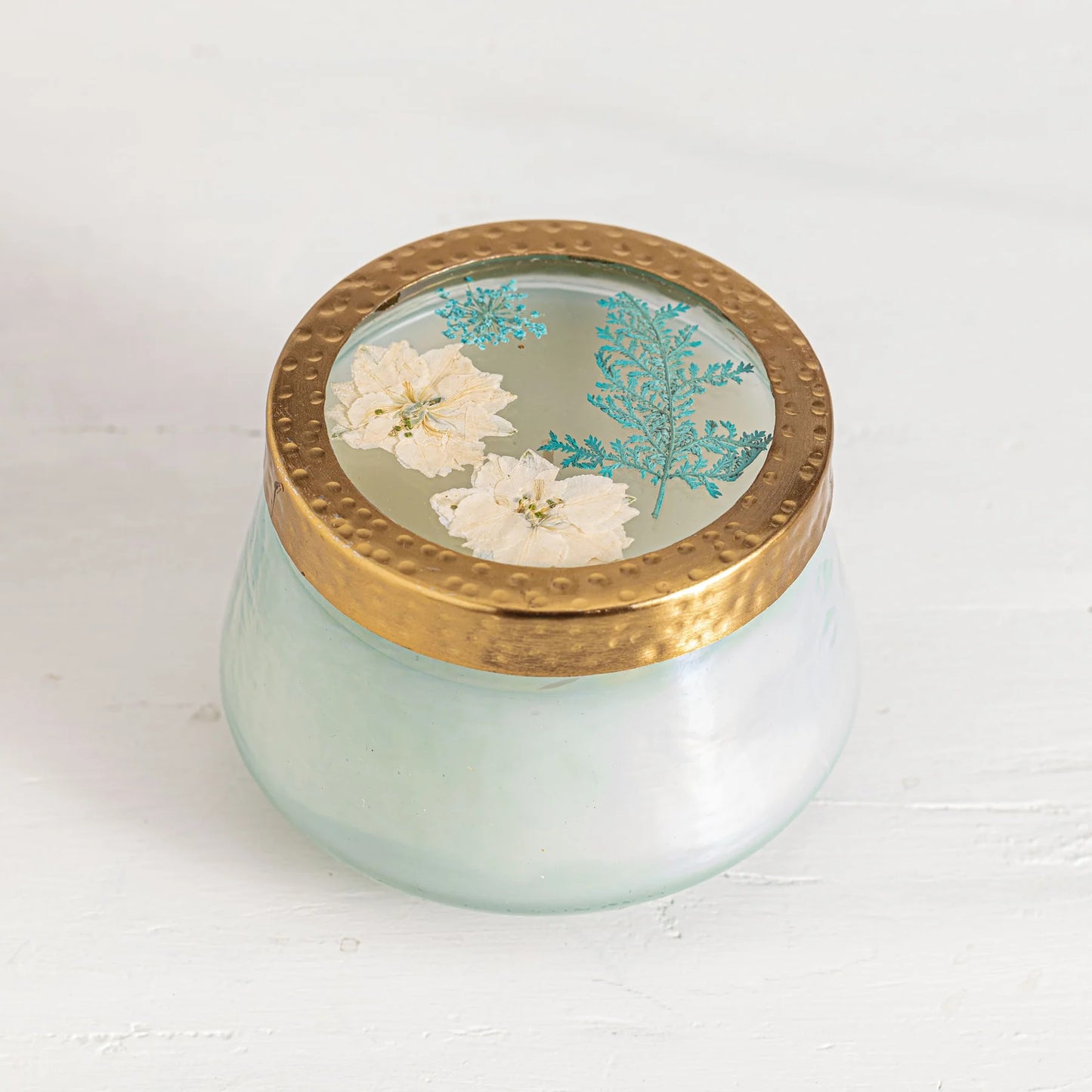 Rosy Rings, Medium Pacific Coast Watercolor Pressed Floral Candle 10 oz - Boutique Dandelion