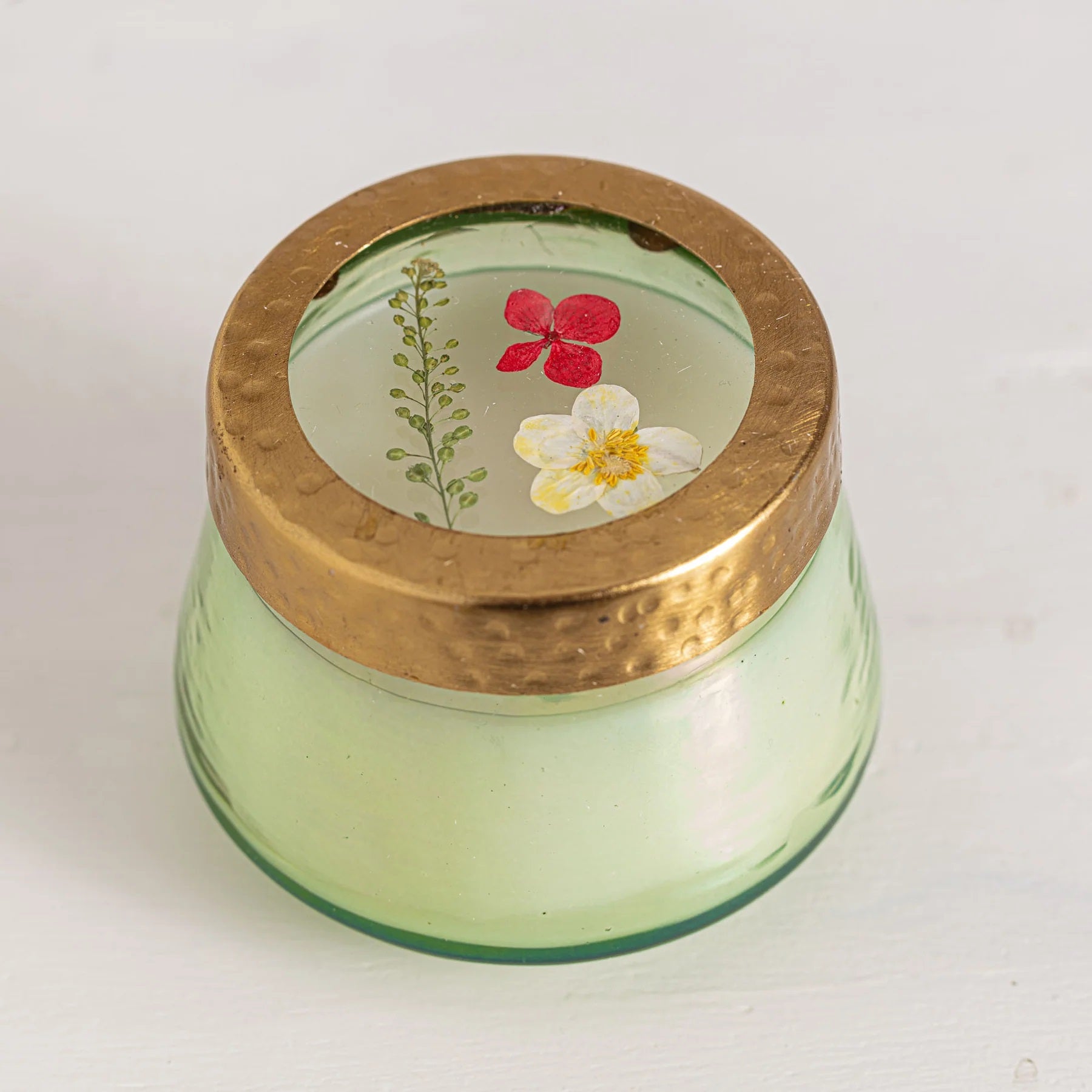 Rosy Rings, Small Tomato Vine Watercolor Pressed Floral Candle 4.5 oz - Boutique Dandelion