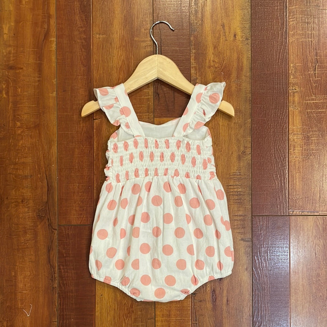 Cotton Flutter Sleeve Ruched Romper for Baby Girl