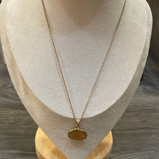 Peach Moonstone Single Pendant Necklace