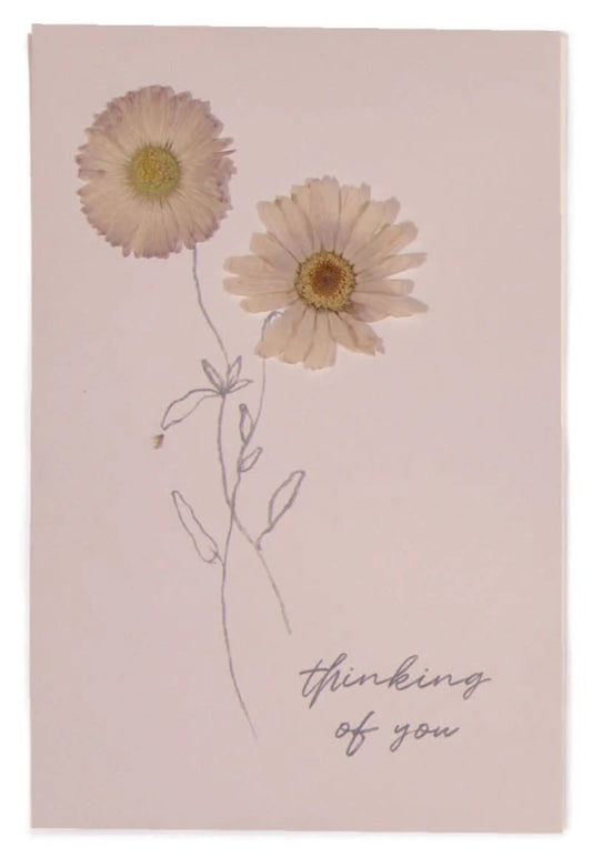 Rosy Rings, Thinking of You Card - Margaret Pressed Floral Stationery