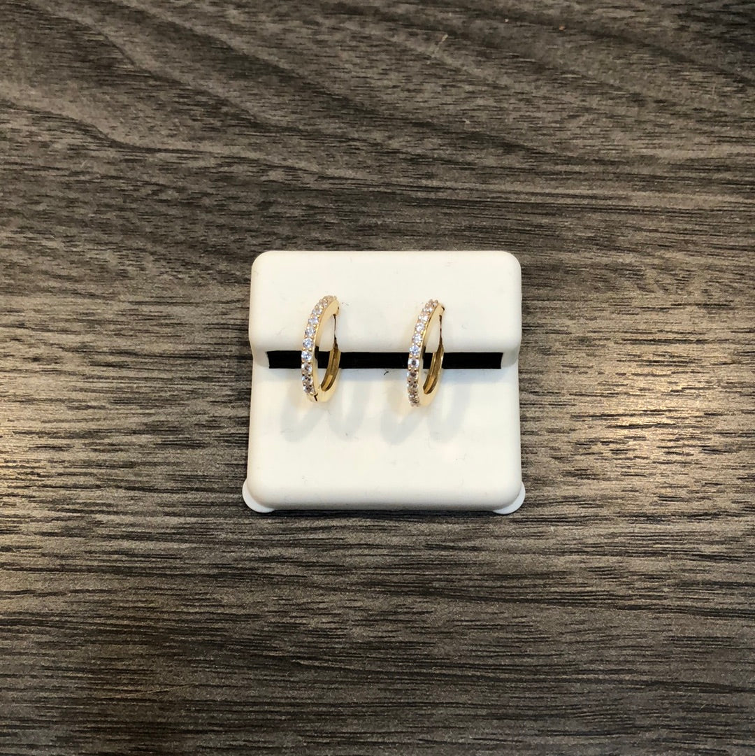 Gold Single Row CZ Hoop Earrings