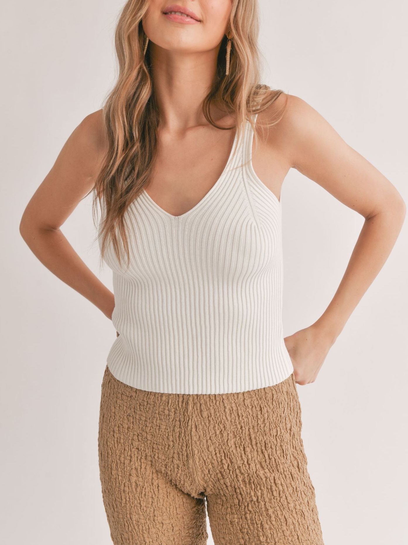 Sadie & Sage, Maddie Ribbed V Neck Tank