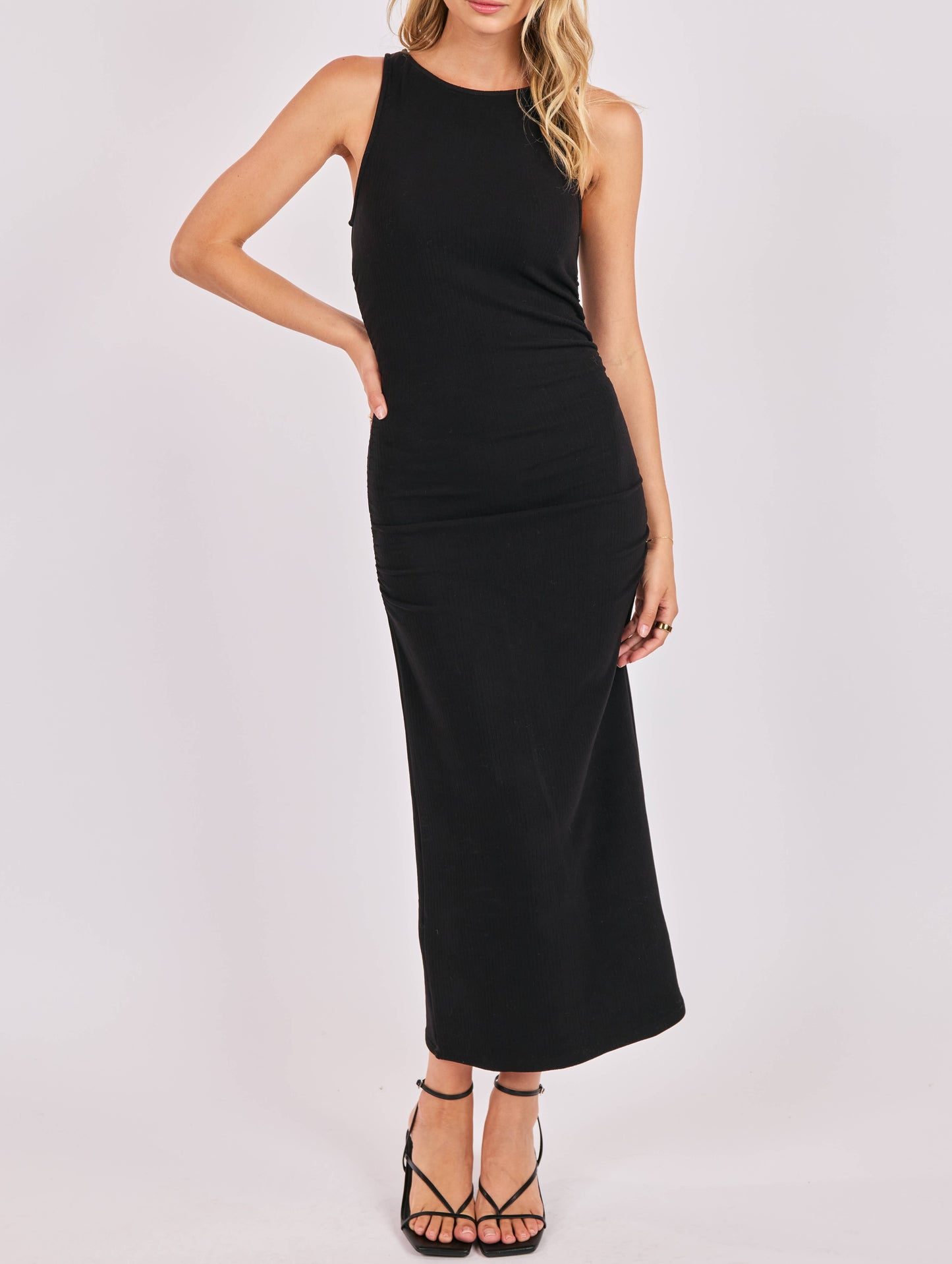 Willowbrook Knit Ruched Midi Dress XS / Black Willowbrook Knit Ruched Midi Dress XS / Black