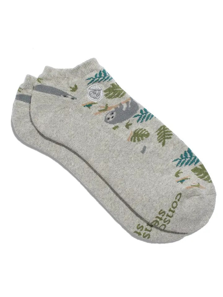 Conscious Step, Ankle Socks That Protect Sloths - Grey - Boutique Dandelion