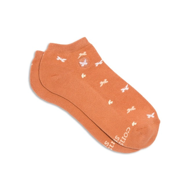 Conscious Step, Ankle Socks That Stop Violence Against Women - Beautiful Butterflies Orange - Boutique Dandelion