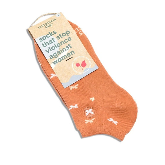 Conscious Step, Ankle Socks That Stop Violence Against Women - Beautiful Butterflies Orange - Boutique Dandelion