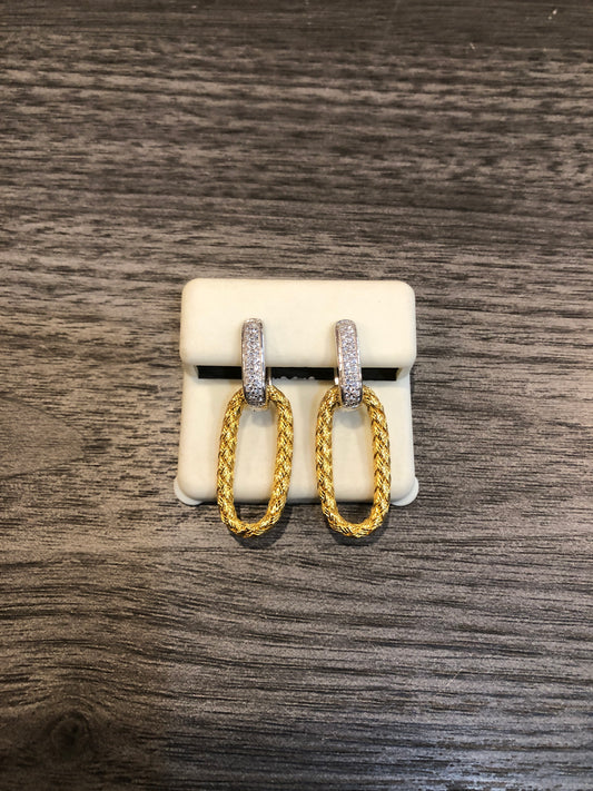 Mesh Link Two Tone Drop Earrings
