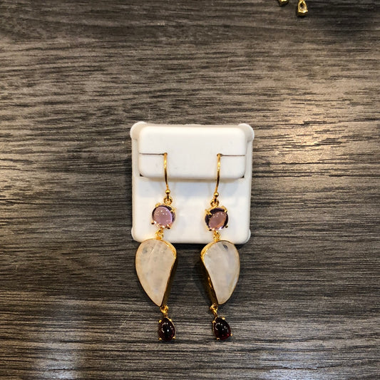 Amethyst Moonstone Garnet Earrings