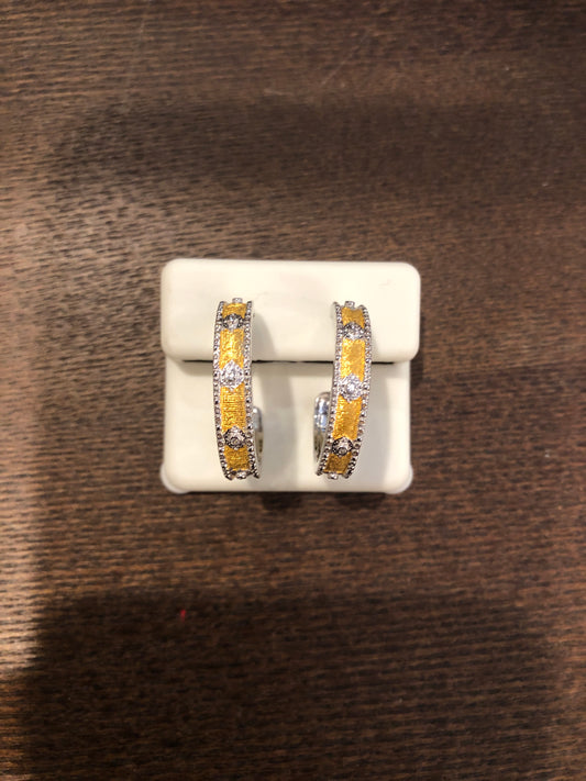 Medium Two Tone Hoop Earrings