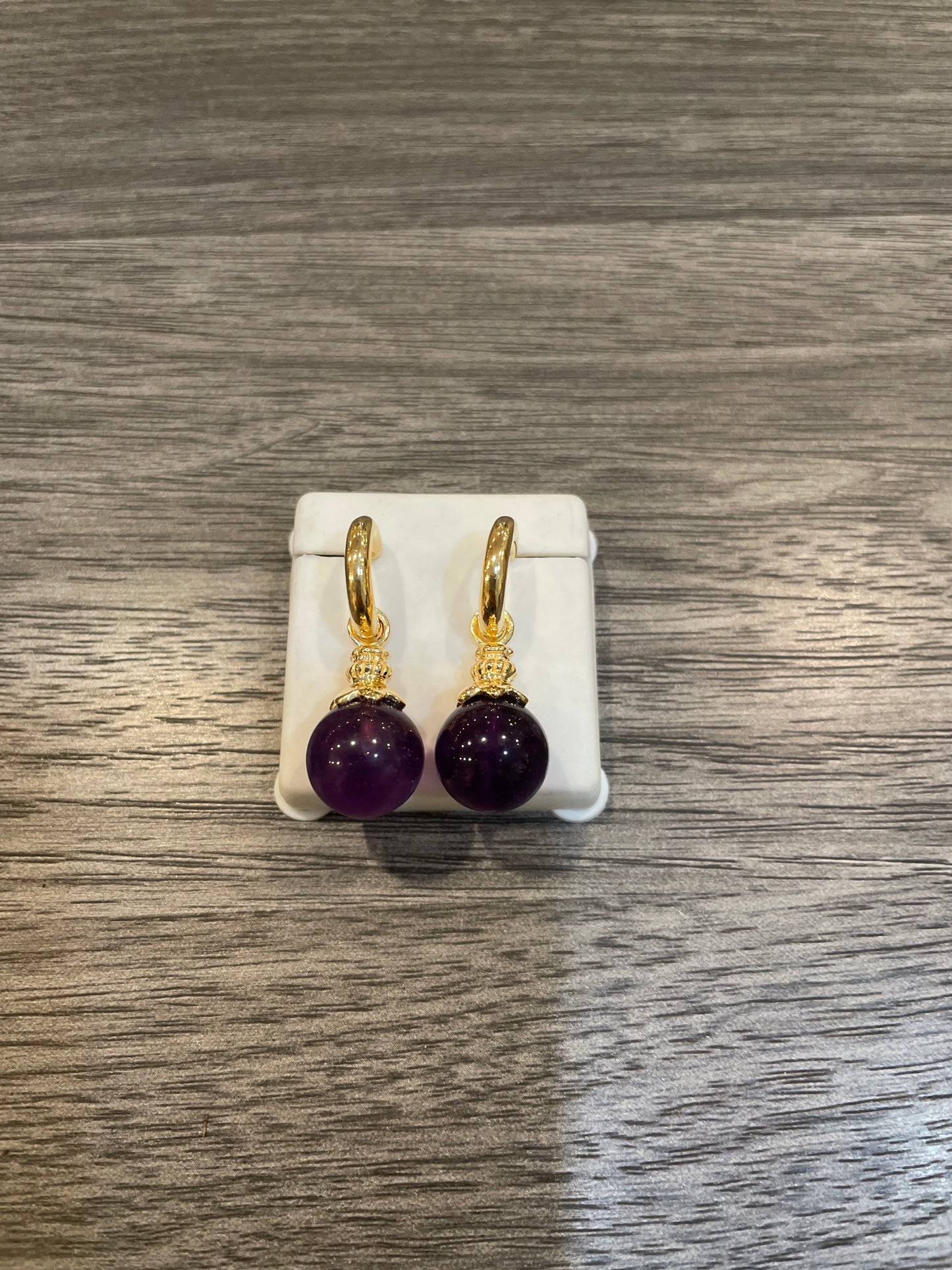 Amethyst French Ball Earrings