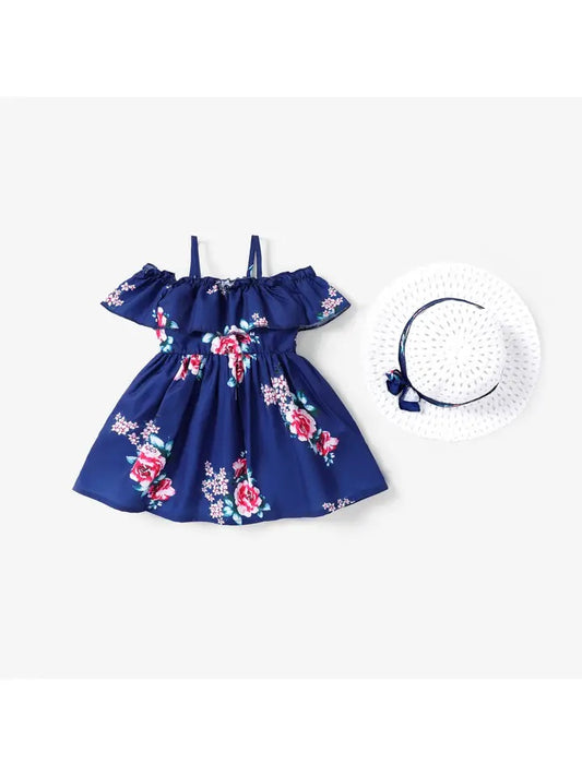 Ruffled Cami Dress with Matching Hat Set