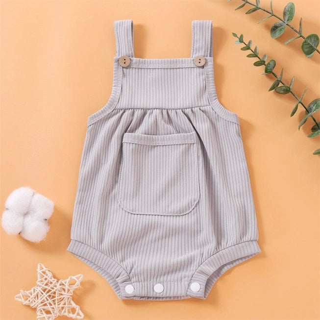 Solid Front Pocket Baby Romper