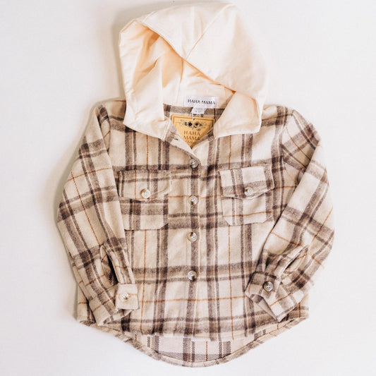 Family Matching Beige Hooded Flannel - Child