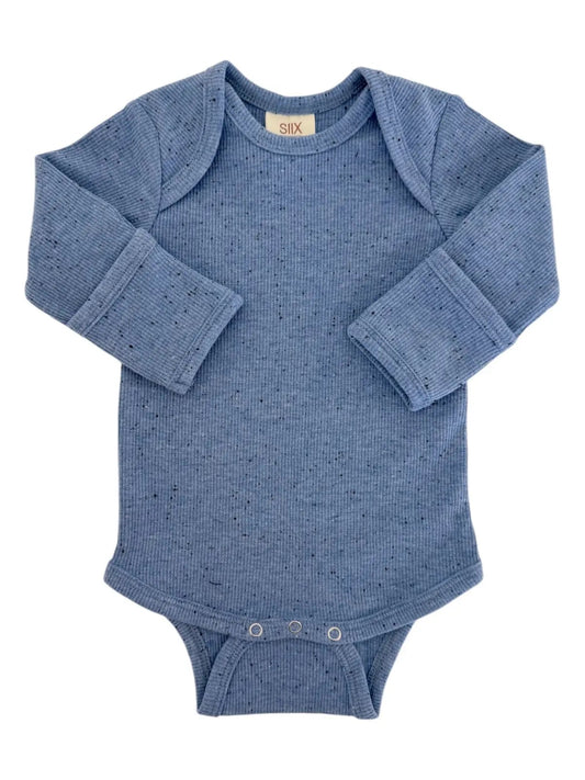 Blue Speckle Long Sleeve Bodysuit