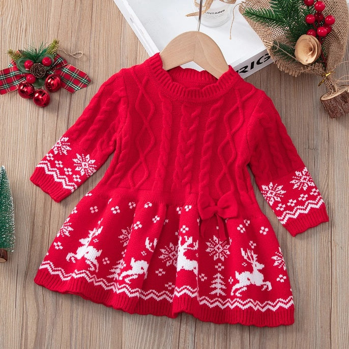 christmas dress reindeer Hoilday Sweater For Baby Toddler – Boutique Dandelion This cute Christmas Rudolph Off-the-Shoulder Ruched Velvet Mini Color:Black Knit Rib two_piece_dress