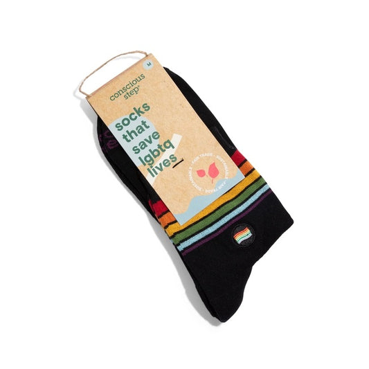 Conscious Step, Quarter Socks That Save LGBTQ Lives - Classic Rainbow Stripes