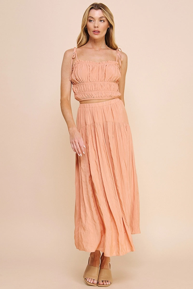 Allie Rose, Crinkle Sateen Maxi Skirt